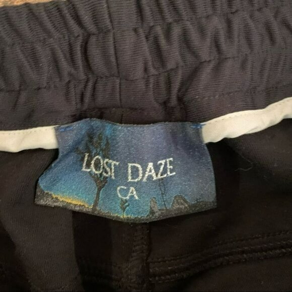 Lost daze mens athletic loose fit pants black drawstring waist multi side stripe - Picture 5 of 10